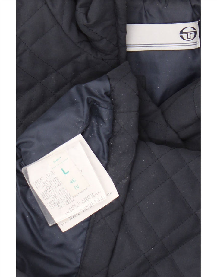 Sergio Tacchini Womens Quilted Gilet UK 16 Large Navy Blue Polyester