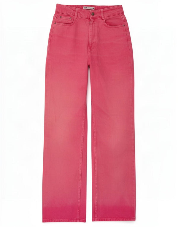 Zara Womens High Waist Straight Jeans EU 38 Small W28 L33 Pink Cotton
