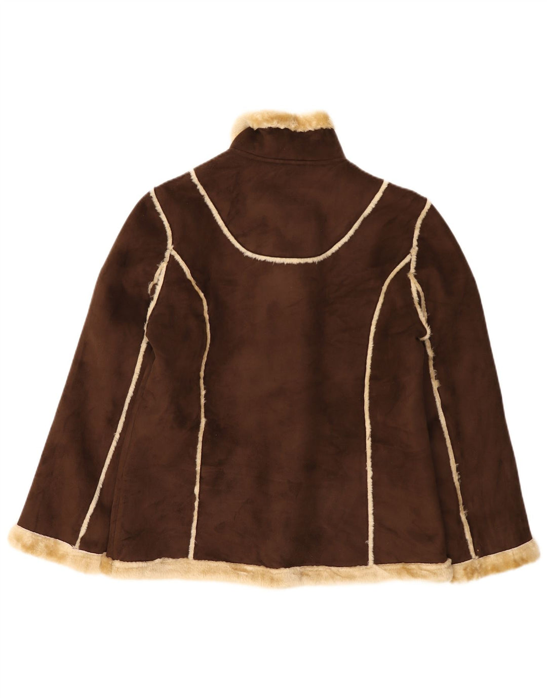 Vivien Caron Womens Duffle Shearling Jacket UK 16 Large Brown