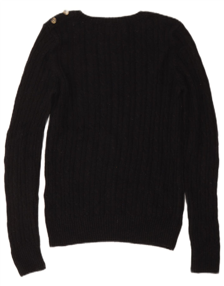 Superdry Womens Boat Neck Jumper Sweater UK 8 Small Black Acrylic