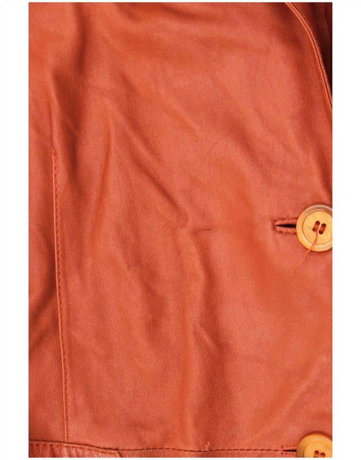 ELEGANCE PARIS Womens 2 Button Blazer Jacket UK 20 2XL Brown Leather