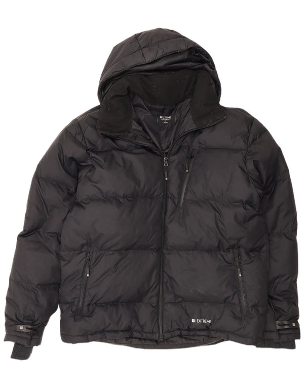Mountain Warehouse Mens Hooded Padded Jacket UK 42 XL Black Nylon