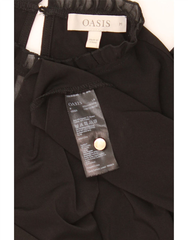 Oasis Womens Long Sleeve Blouse Top UK 12 Medium Black Polyester