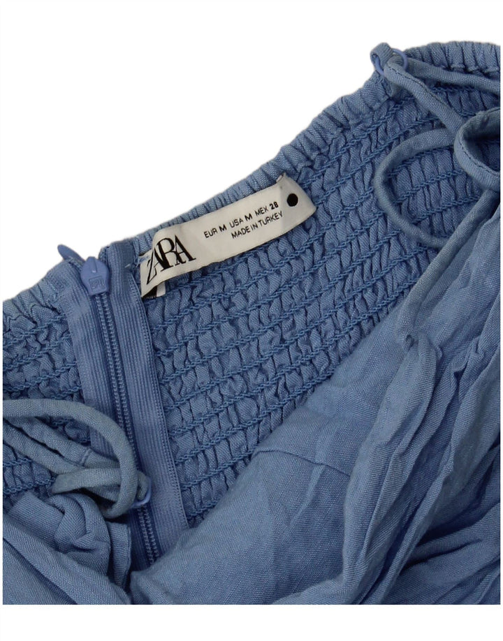 Zara Womens Playsuit UK 12 Medium  Blue Viscose