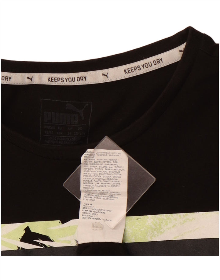 PUMA Boys Graphic T-Shirt Top 13-14 Years Black Cotton