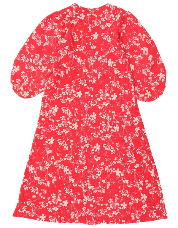 Marks & Spencer Womens 3/4 Sleeve Maxi Dress UK 16 Large Red Floral