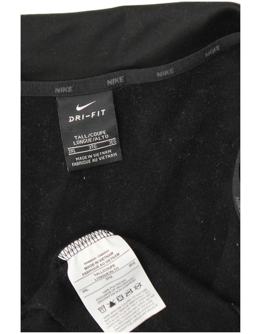 Nike Mens Tall Zip Neck Sweatshirt Jumper 3XL Black Polyester