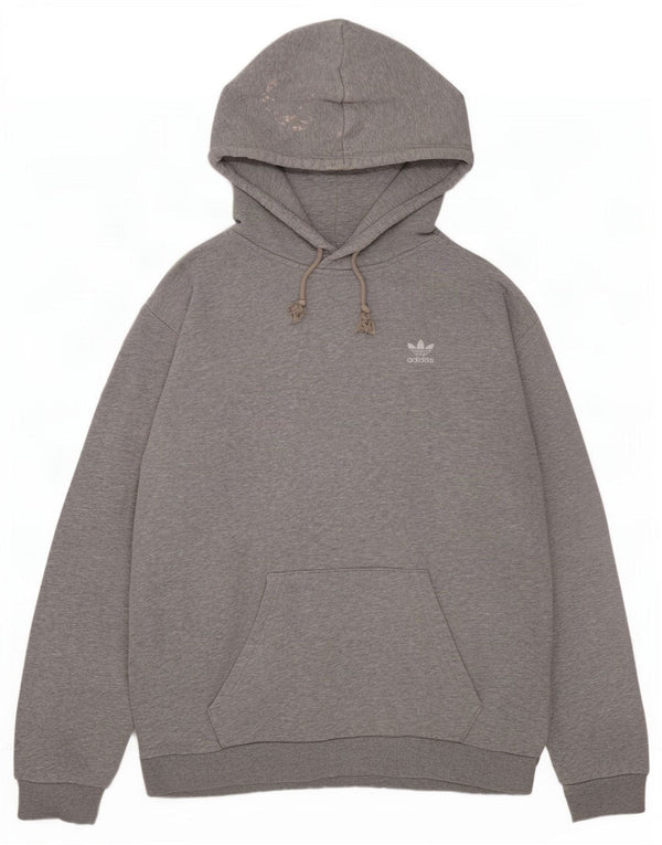 Adidas Mens Hoodie Jumper Medium Grey Flecked Cotton