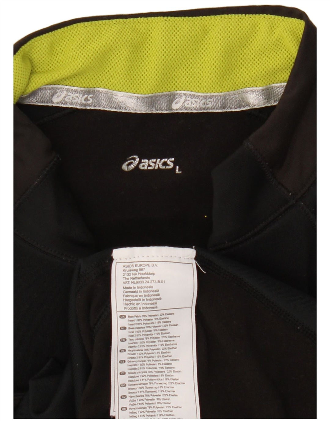 Asics Mens Zip Neck Pullover Tracksuit Top Large Black Colourblock