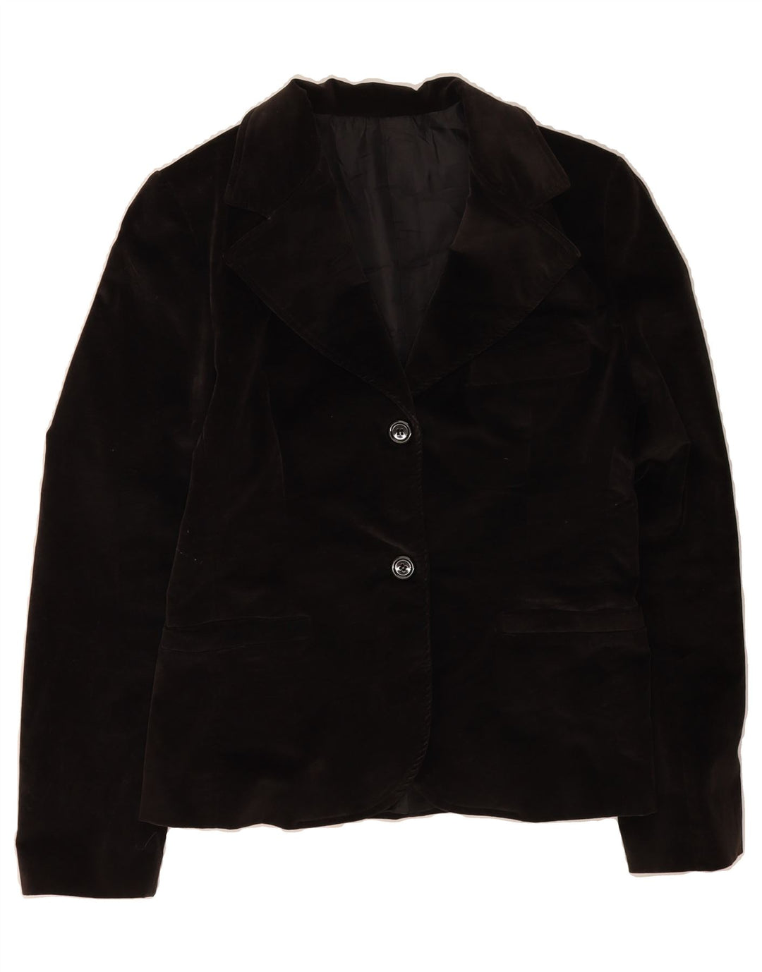 VINTAGE Womens 2 Button Blazer Jacket UK 10 Small Black Cotton Vintage Vintage and Second-Hand Vintage from Messina Hembry 