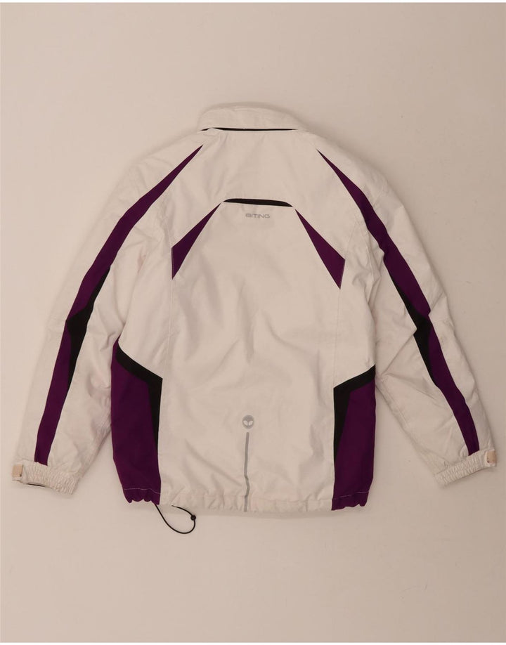 VINTAGE Girls Windbreaker Jacket 11-12 Years  White Colourblock Polyester Vintage Vintage and Second-Hand Vintage from Messina Hembry 