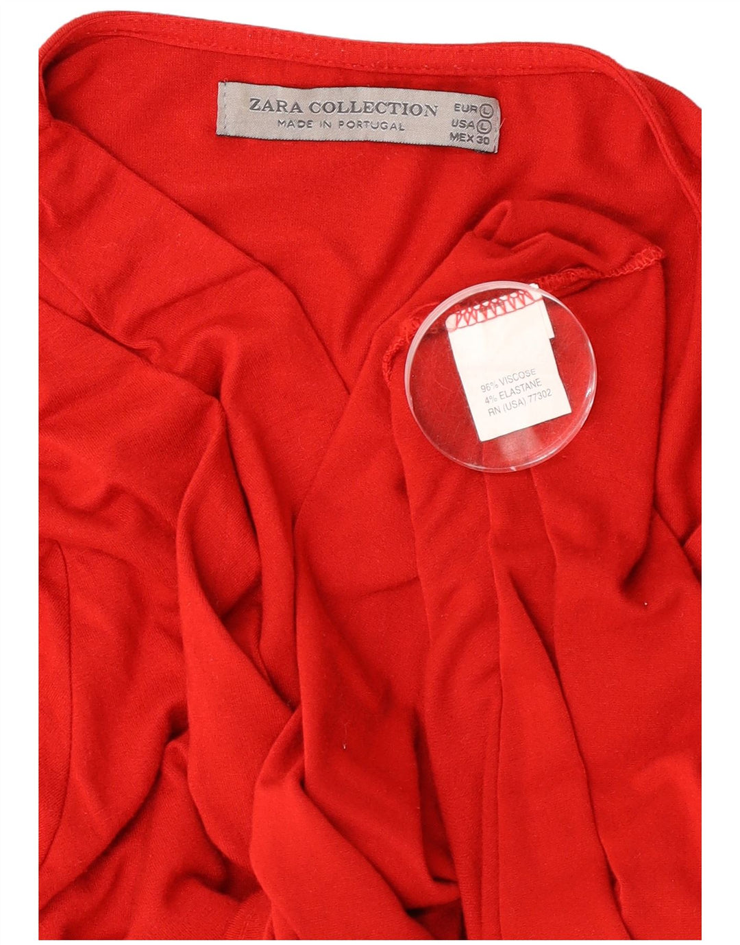 Zara Womens Long Sleeve Blouse Top UK 14 Large Red Viscose