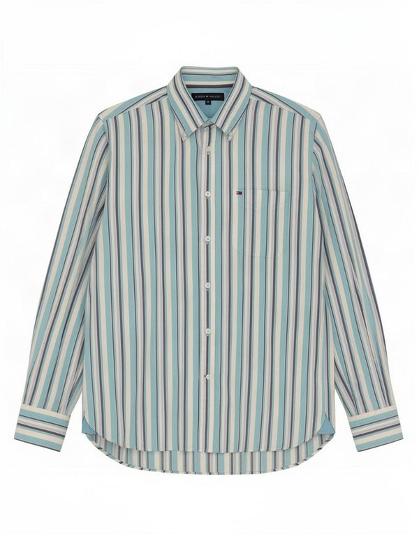 Tommy Hilfiger Mens Shirt Medium Blue Pinstripe Cotton