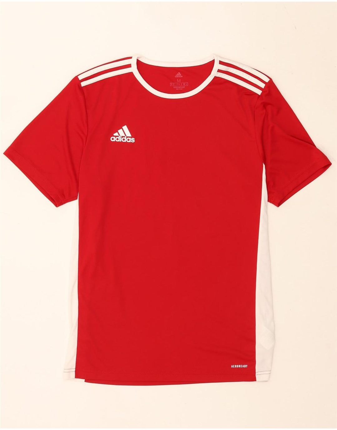 Adidas Mens Aeroready T-Shirt Top Medium Red Colourblock Polyester