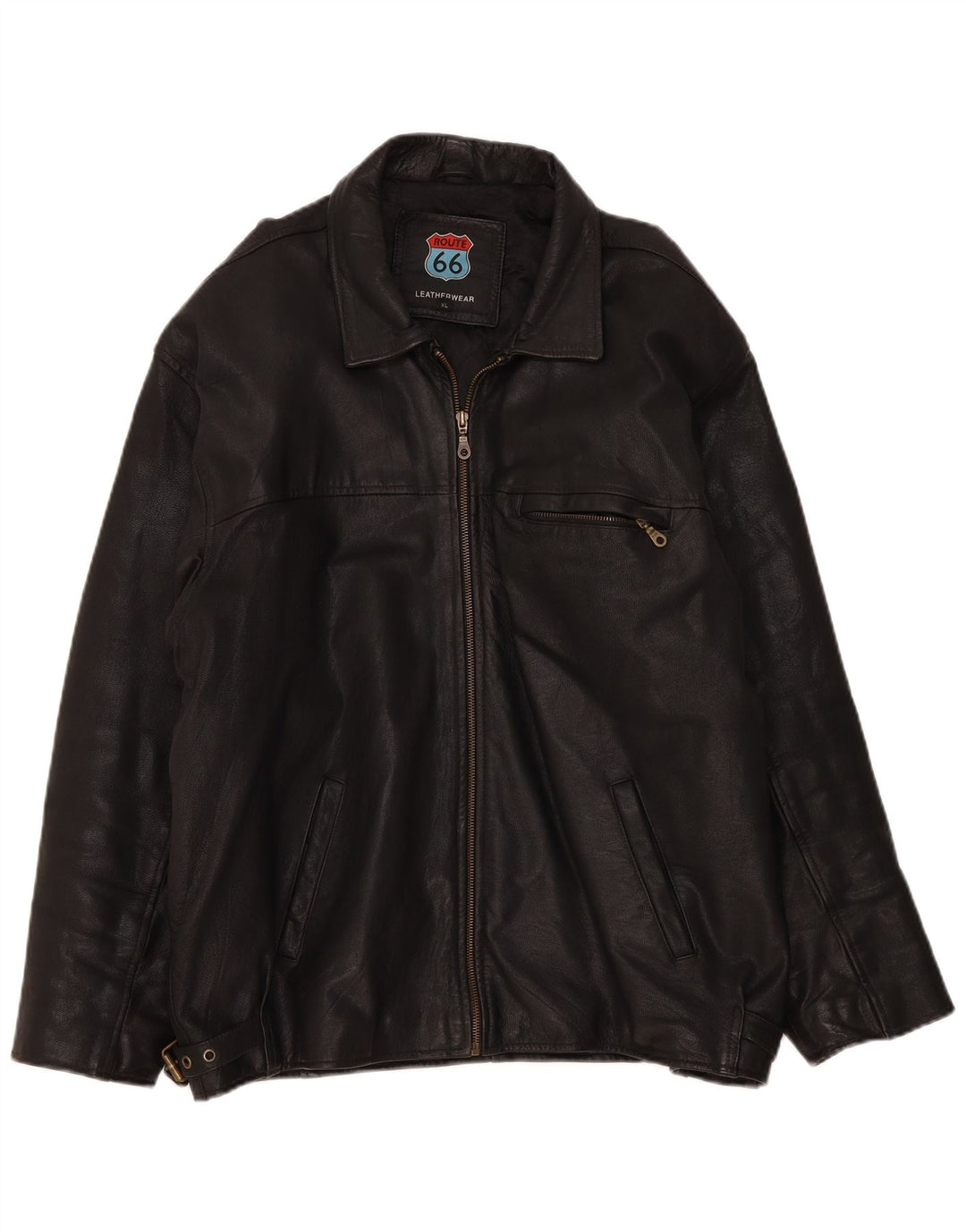 Route 66 Mens Leather Jacket UK 42 XL Black