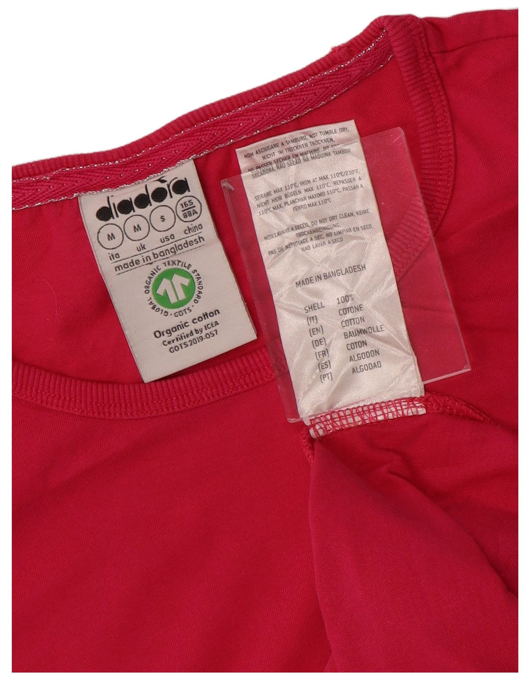 DIADORA Womens T-Shirt Top UK 12 Medium Pink Cotton