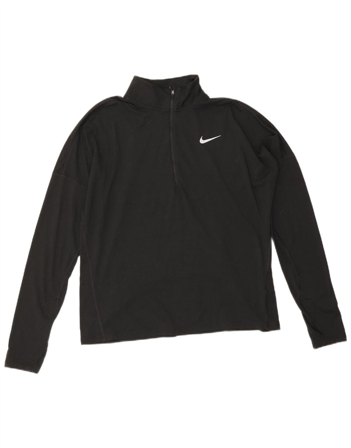 Nike Womens Dri Fit Zip Neck Pullover Tracksuit Top UK 14 Medium Black