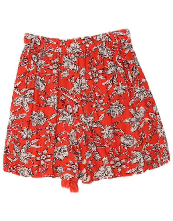 Marks & Spencer Womens Casual Shorts UK 6 XS W26 Red Floral Viscose