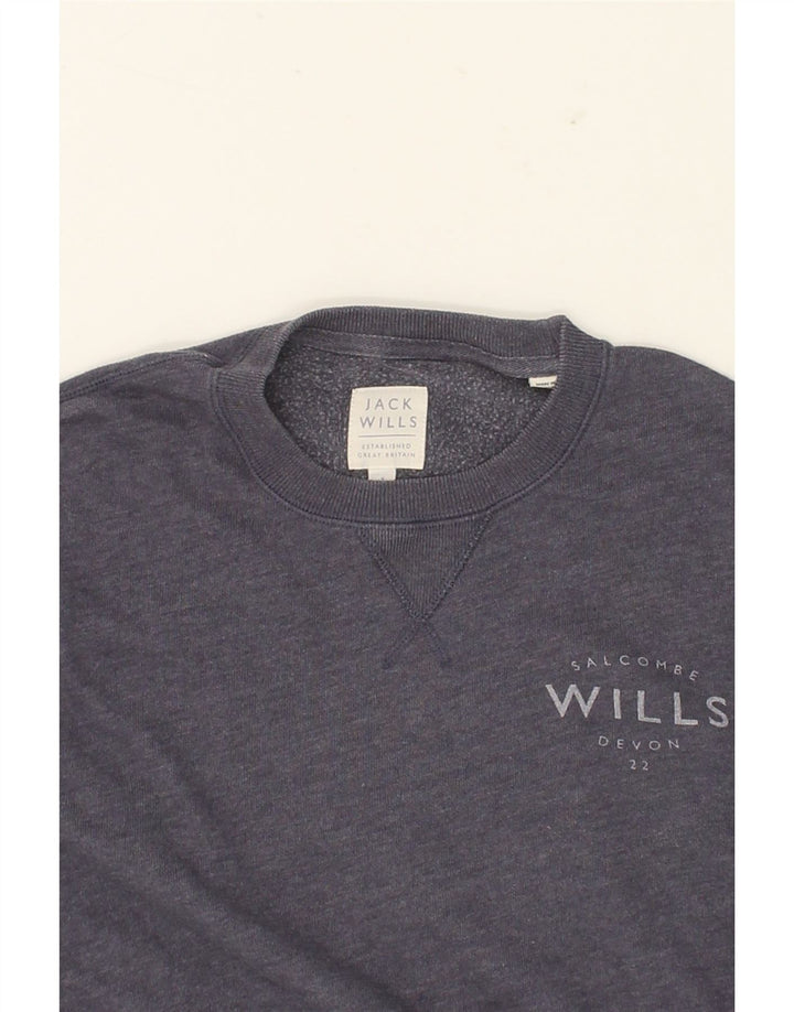 JACK WILLS Mens Sweatshirt Jumper Small Navy Blue Cotton Vintage Jack Wills and Second-Hand Jack Wills from Messina Hembry 