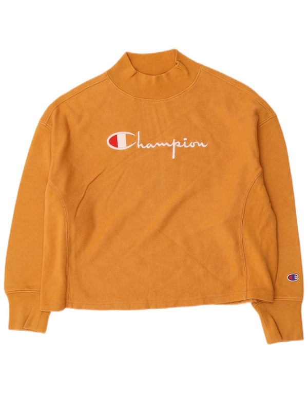 Champion Womens Graphic Oversized Sweatshirt Jumper UK 10 Small Yellow