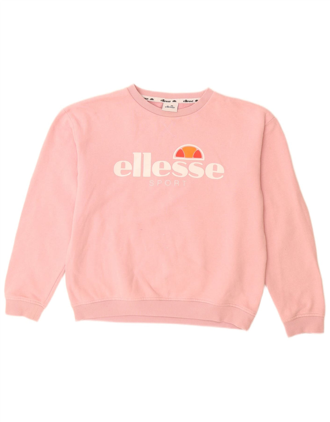 ELLESSE Womens Graphic Sweatshirt Jumper UK 12 Medium Pink Cotton