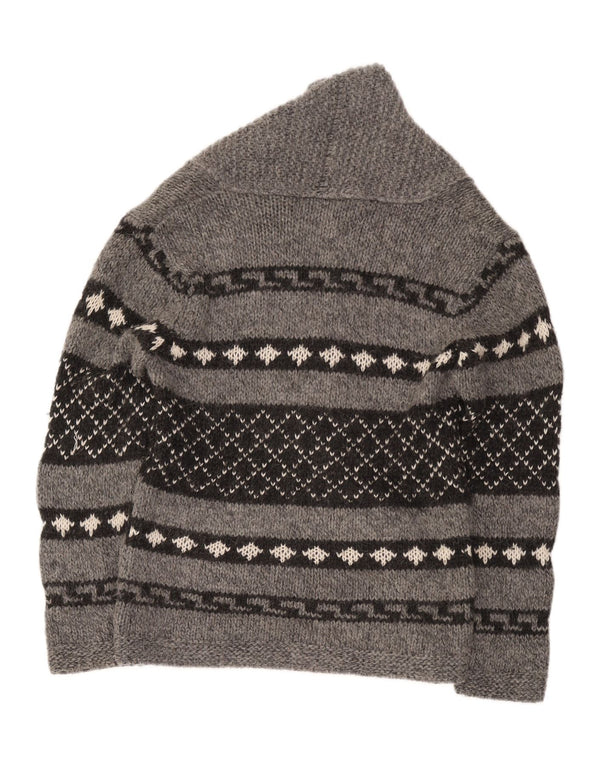 Zara Mens Cardigan Sweater Medium Grey Geometric