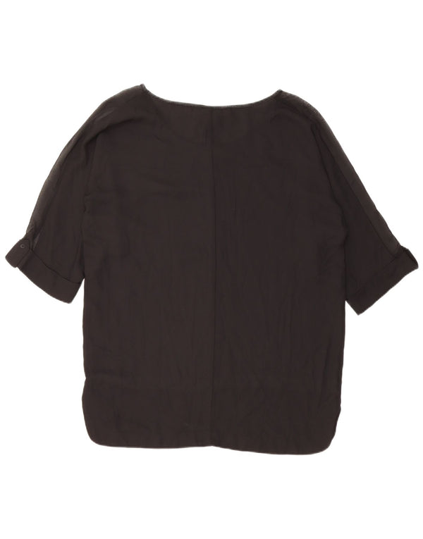 DESIGUAL Womens Graphic Blouse Top UK 14 Medium Black