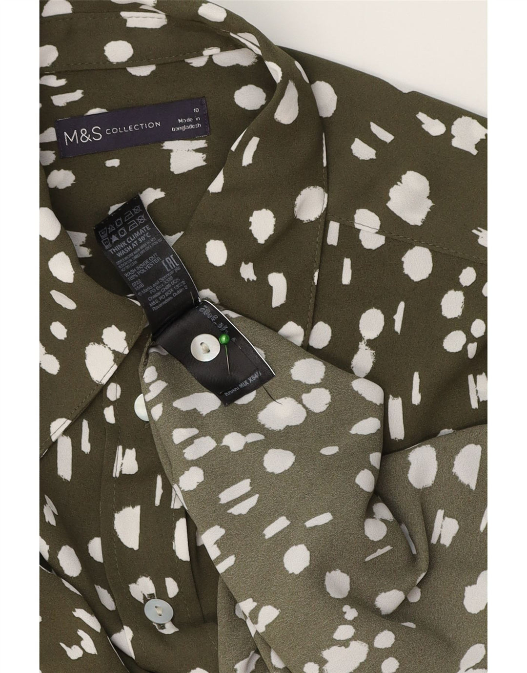 Marks & Spencer Womens Oversized Shirt UK 10 Small Khaki Flecked Polyester