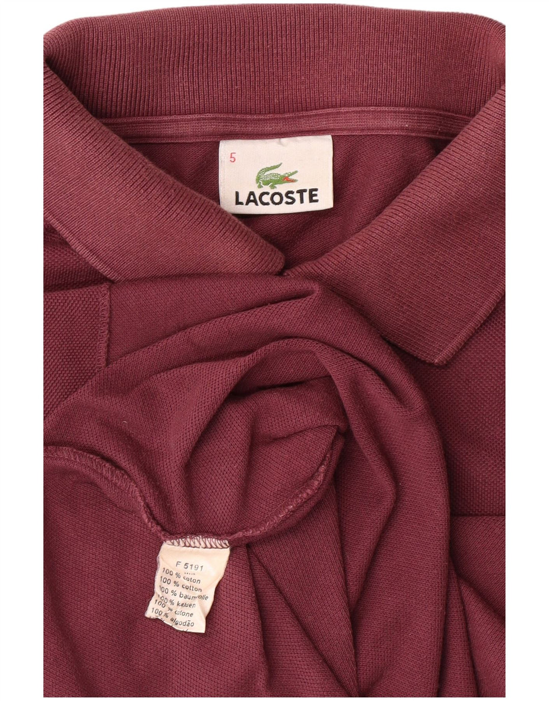 LACOSTE Mens Polo Shirt Size 5 Large Maroon Cotton
