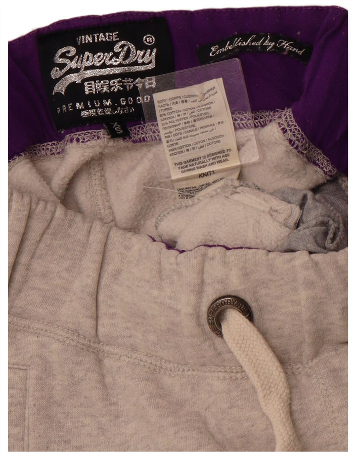 SUPERDRY Womens Graphic Tracksuit Trousers Joggers UK 4 XS  Grey Cotton