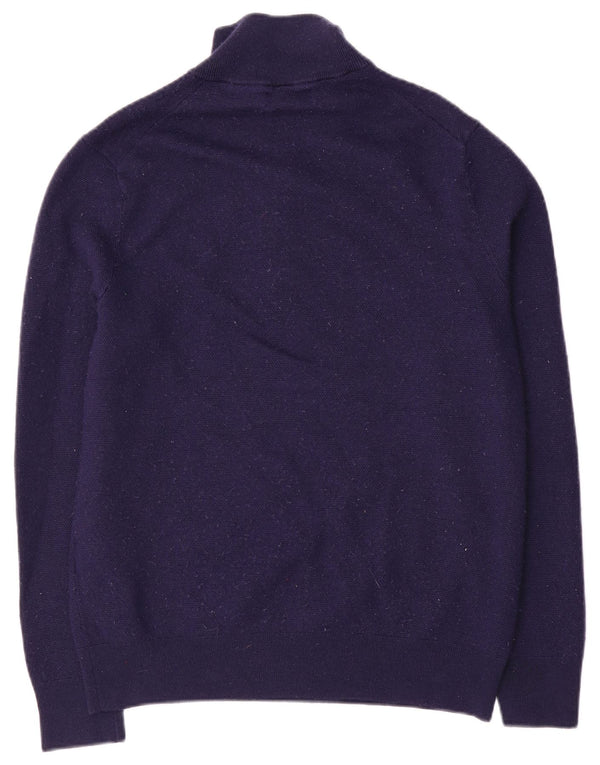 Polo Ralph Lauren Mens Zip Neck Jumper Sweater Large Navy Blue Wool