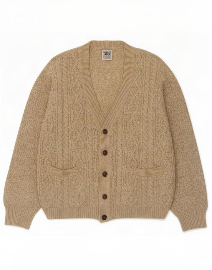 Think Pink Mens Cardigan Sweater IT 48 Medium Beige Lambswool
