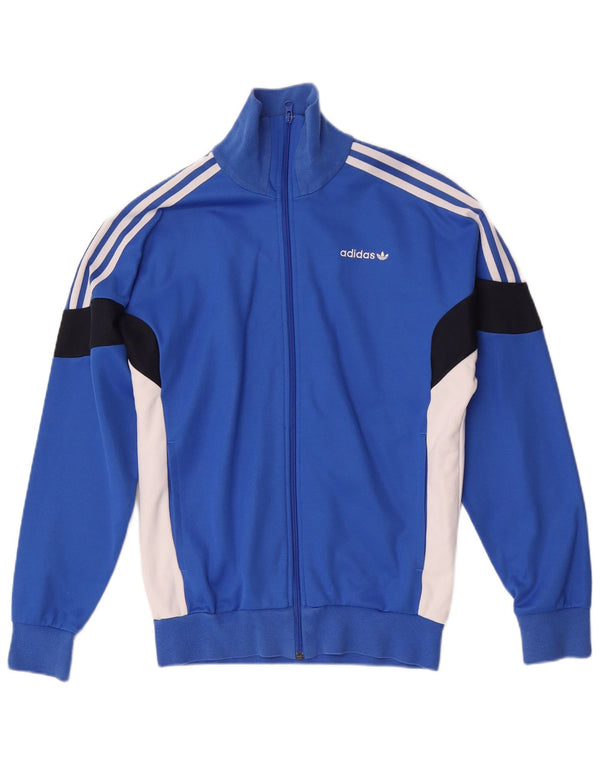 Adidas Mens Tracksuit Top Jacket Small Blue Colourblock Cotton