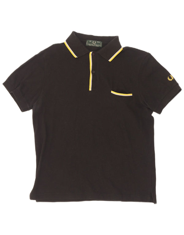 Fred Perry Mens Polo Shirt Medium Black Striped Cotton