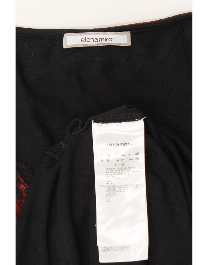 ELENA MIRO Womens 3/4 Sleeve Blouse Top UK 16 Large Red Floral Viscose