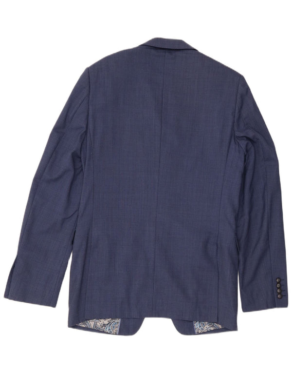 Marks & Spencer Mens 2 Button Blazer Jacket UK 38 Medium Blue Wool