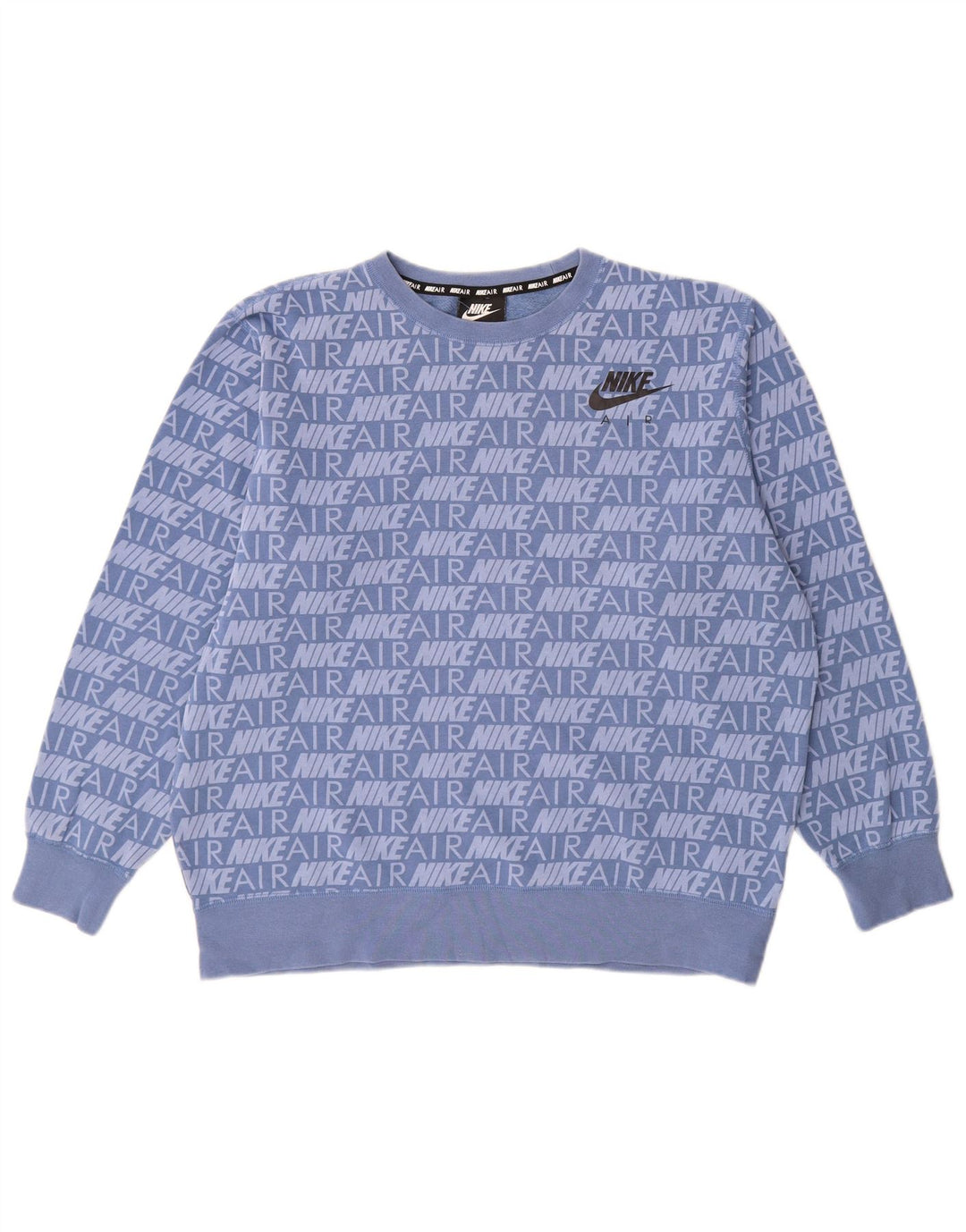 NIKE Womens Graphic Oversized Sweatshirt Jumper UK 14 Medium Blue Cotton