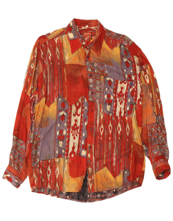 Vintage Mens Abstract Pattern Shirt Medium Multicoloured Viscose
