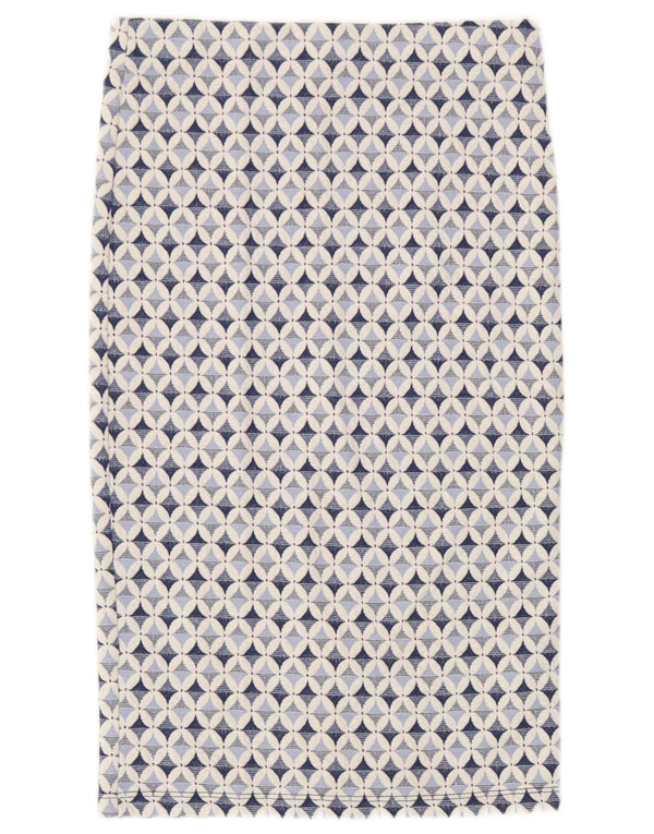 Zara Womens Trafaluc Straight Skirt Medium W28 Blue Geometric Polyester