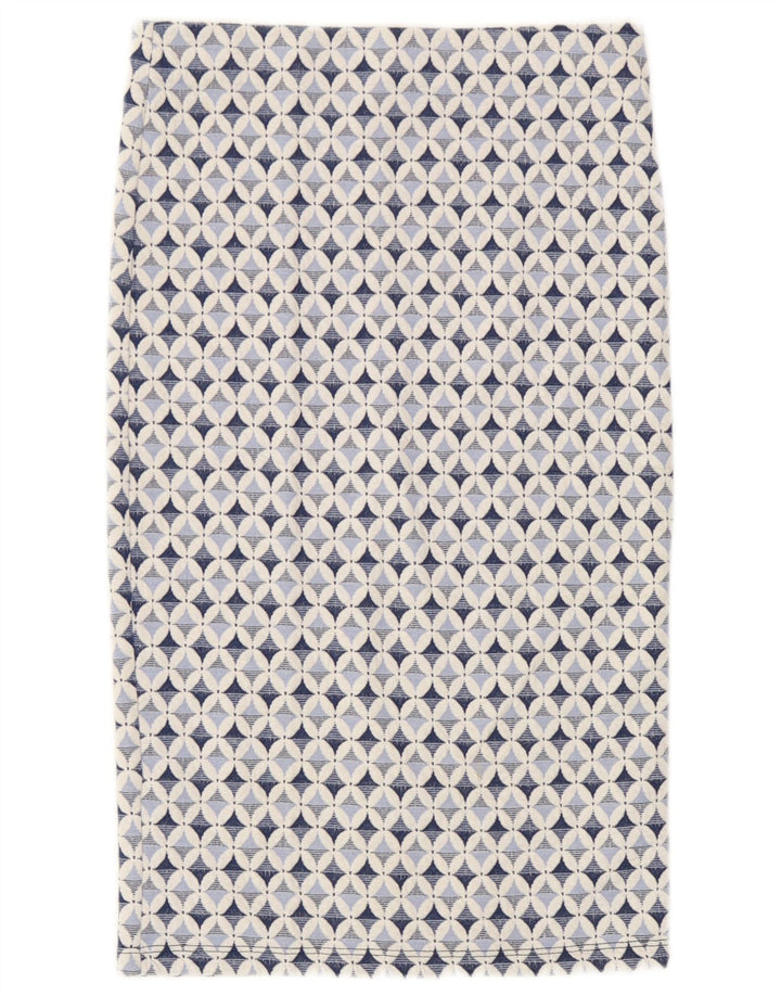 Zara Womens Trafaluc Straight Skirt Medium W28 Blue Geometric Polyester