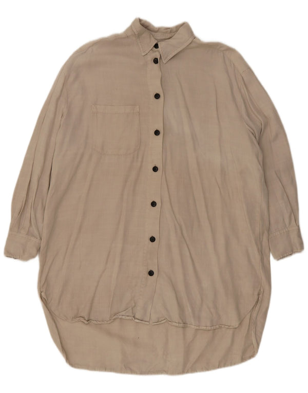 Zara Womens Oversized Shirt Dress UK 14 Medium Beige