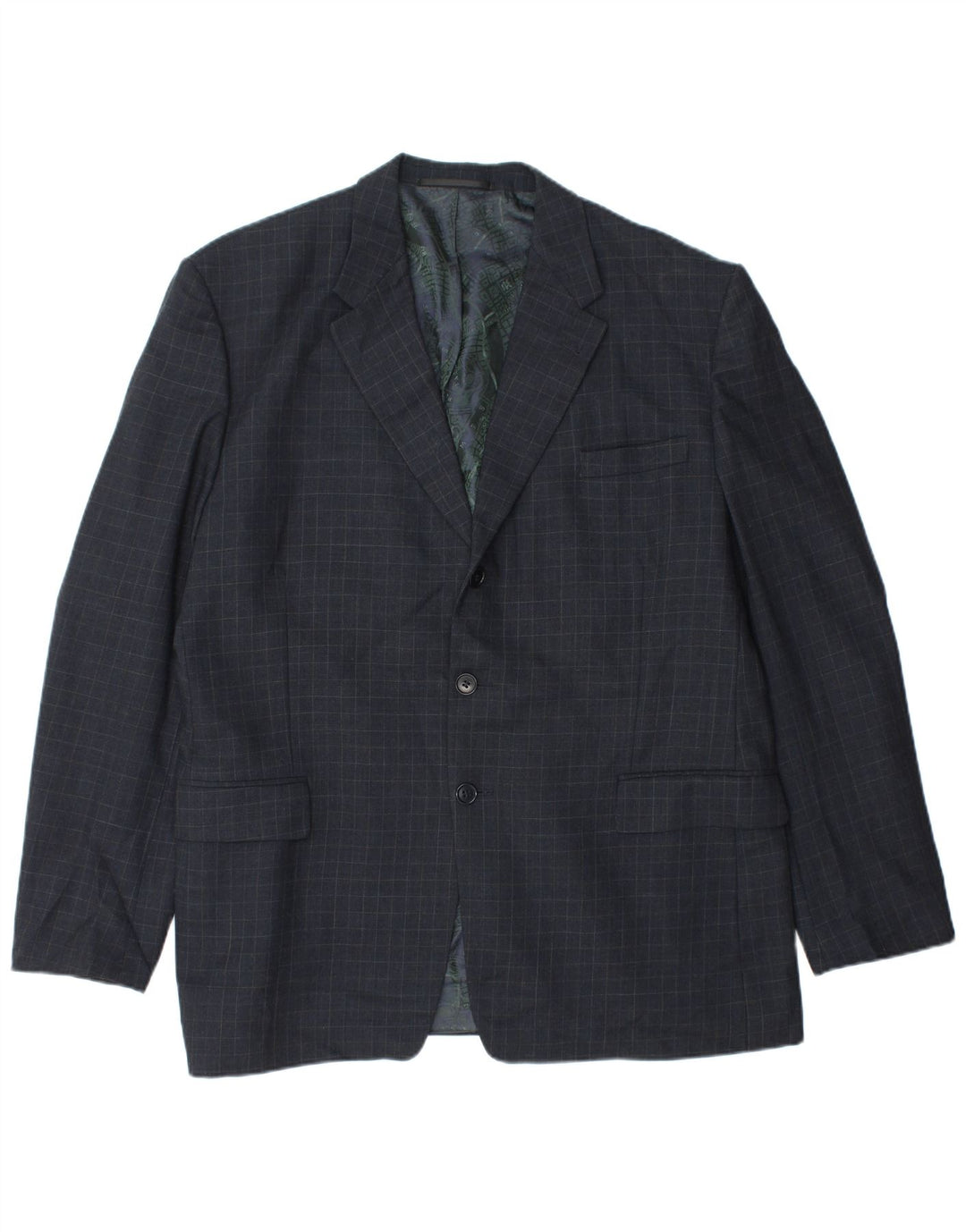Paul Smith Mens 3 Button Blazer Jacket UK 40 Large Navy Blue Gingham Wool