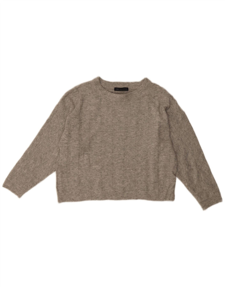 Marks & Spencer Womens Crew Neck Jumper Sweater UK 12 Medium Grey Flecked