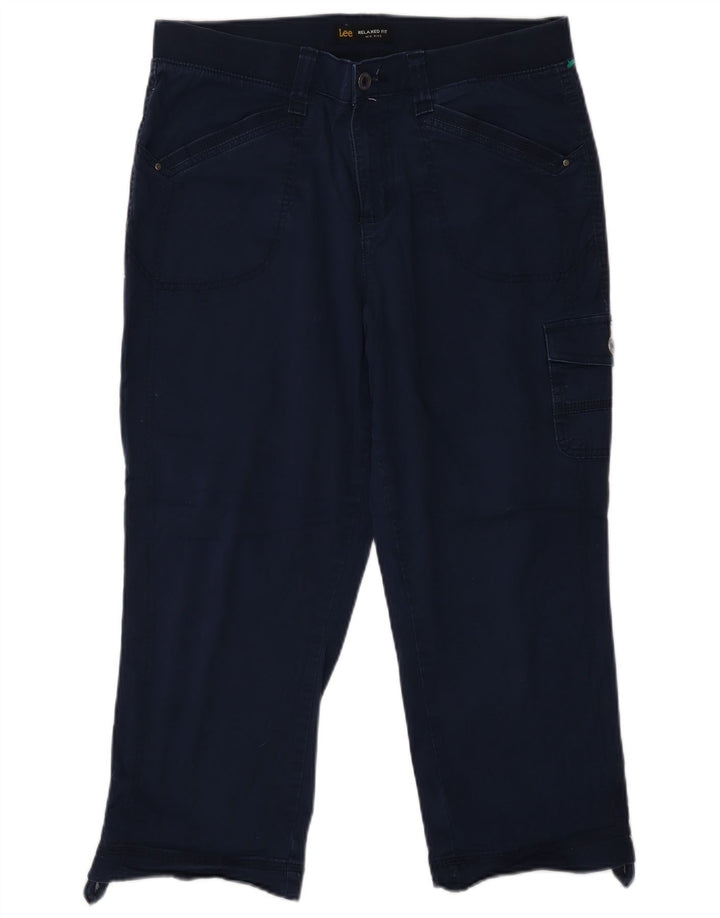 Lee Womens Mid Rise Cargo Trousers US 12 Large W32 L22 Navy Blue