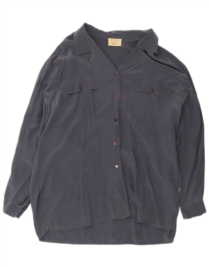 ELENA MIRO Womens Oversized Shirt Dress IT 45 Large Grey Silk