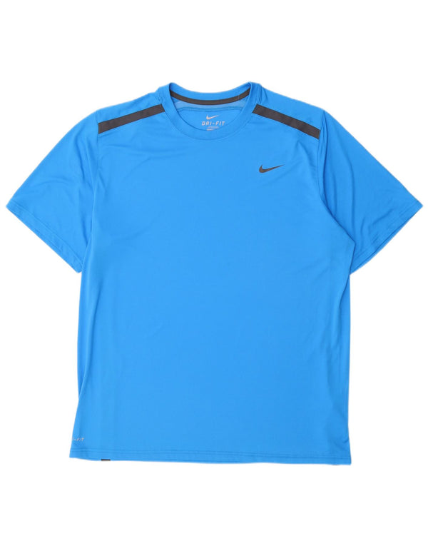 NIKE Mens Dri Fit T-Shirt Top XL Blue Polyester
