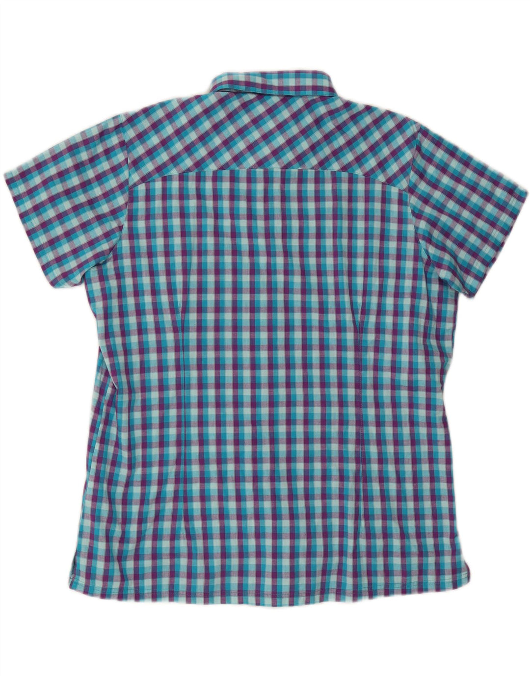 REGATTA Womens Short Sleeve Shirt UK 20 2XL Blue Check Cotton
