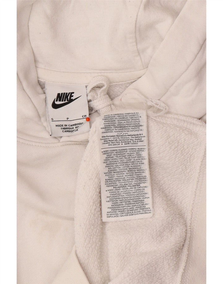 NIKE Mens Hoodie Jumper Small White Cotton