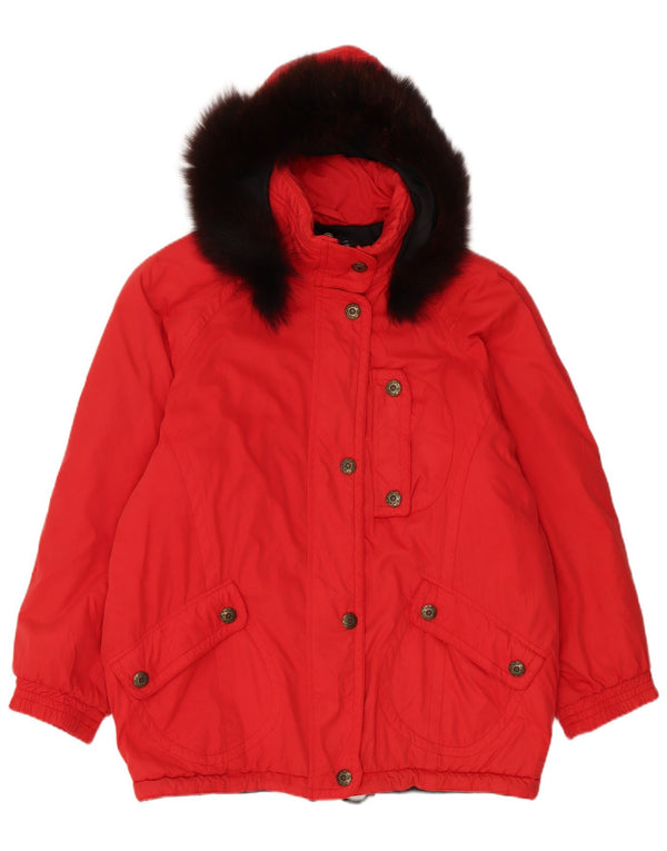 MC Ross Womens Hooded Oversized Windbreaker Jacket IT 40 Small Red