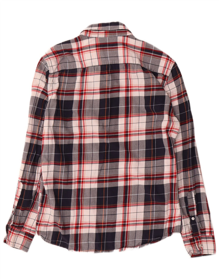 Jack Wills Mens Slim Fit Shirt Small Navy Blue Check Cotton